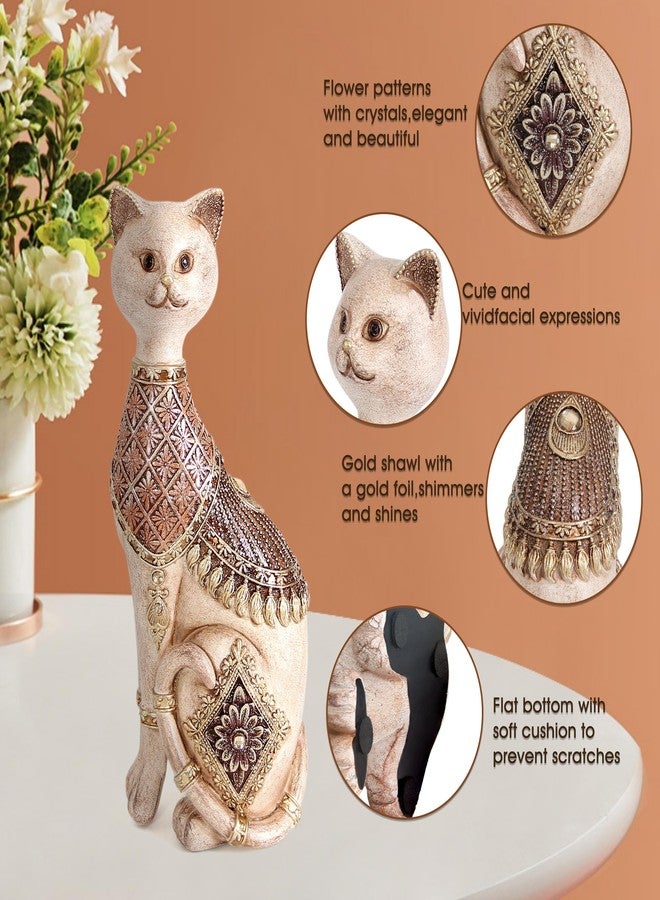 Leekung Cat Statue for Home Decor,Cat Figurine and Sculptures for Shelf Table Desk Bathroom Living Room Bedroom Decor,Vintage Home Décor Accents,Cats Art Themed Decorations,Cats Lover Gifts for Women - Image 3